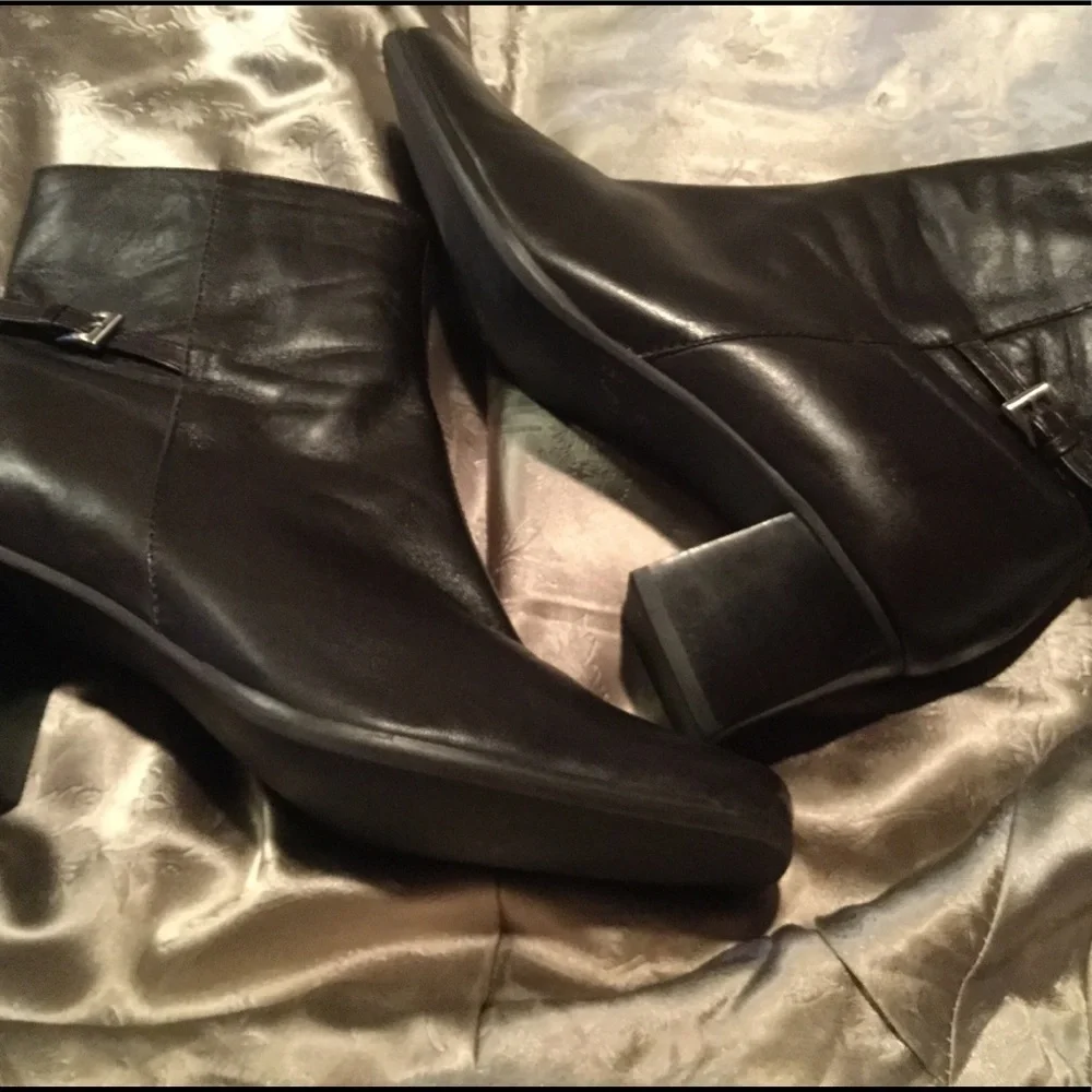 UNISA Leather Ankle Boots w/ Buckle Embellishment